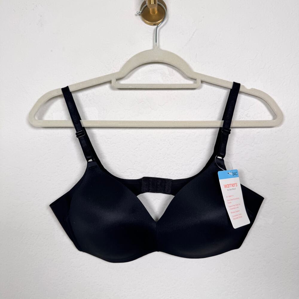 Warners Womens Lightly Lined Wireless Bra Size 34C Minimal Tagless Black